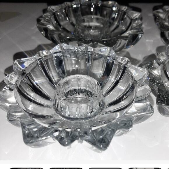 CRISTAL DE FLANDRE CANDLE HOLDERS 8 FRENCH VINTAGE CRYSTAL FLORILEGE 3 5/8" - Picture 1 of 12